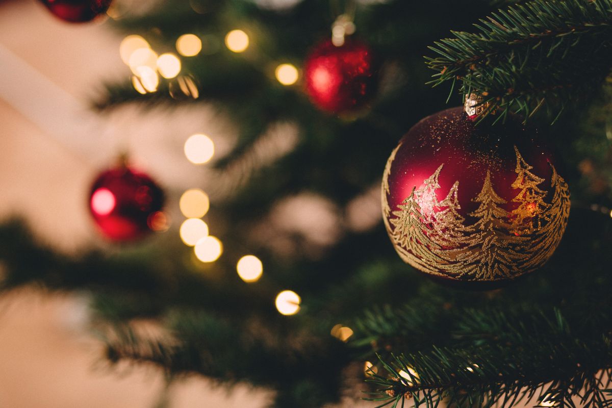 Christmas ornament and warm lights